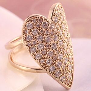 Kate spade sparkly crystal heart Ring size 8